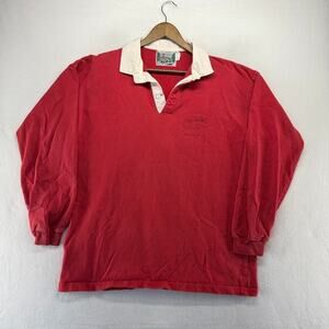 Vintage Columbia Knit Rugby shirt Men's XL Red Soccer Heavyweight USA made 90s